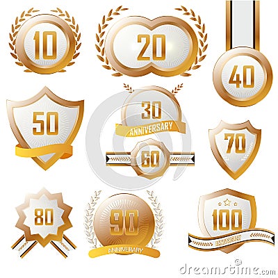 Anniversary Label Set. Vector Illustration