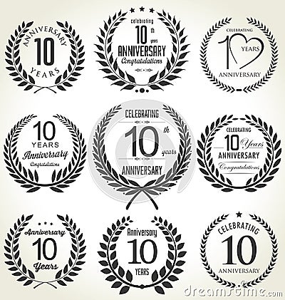 Anniversary laurel wreath design, 10 years Cartoon Illustration