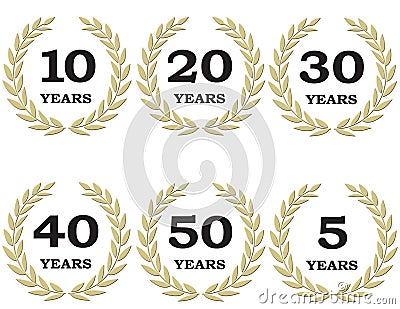 Anniversary Laurel Wreaths Stock Photo