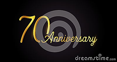70 anniversary logo concept. 70th years birthday icon. Isolated golden numbers on black background. Vector illustration Vector Illustration
