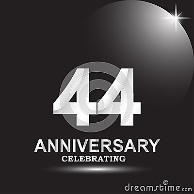 44 anniversary logo vector template. Design for banner, greeting cards or print Vector Illustration