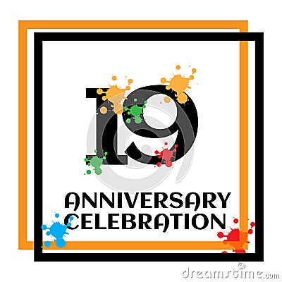 19 anniversary logo vector template. Design for banner, greeting cards or print Vector Illustration