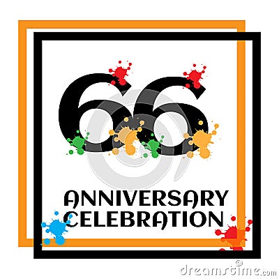 66 anniversary logo vector template. Design for banner, greeting cards or print Vector Illustration