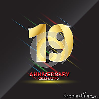 19 anniversary logo vector template. Design for banner, greeting cards or print Vector Illustration