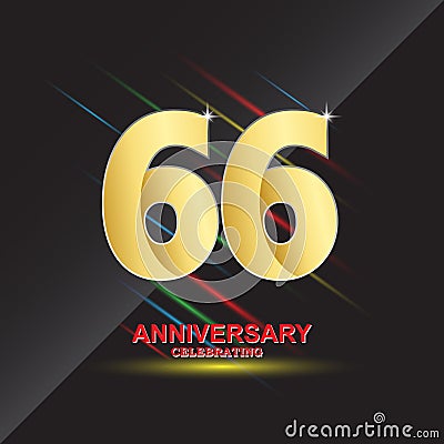 66 anniversary logo vector template. Design for banner, greeting cards or print Vector Illustration