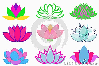 Lotus logo,lotus flowers logos Cartoon Illustration