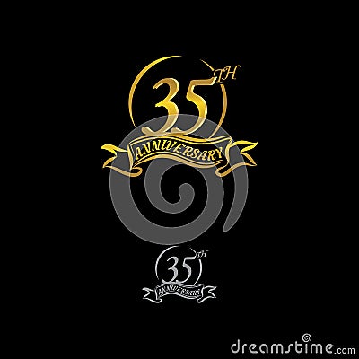 Anniversary vector unusual label. thirtyfive year symbol. Birthday abstract logo. 35th jubilee Vector Illustration