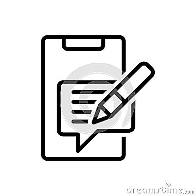 Black line icon for Annotated, message and report Vector Illustration