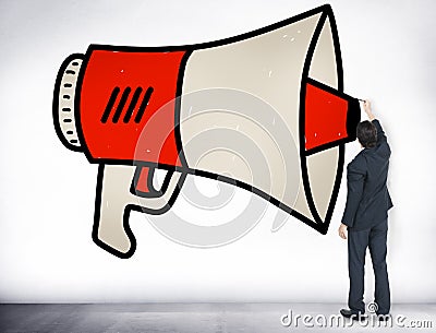 Announcement Megaphone Proclaim Message Illustration Concept Stock Photo