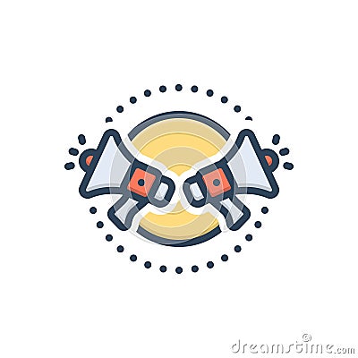 Color illustration icon for Announces, declare and preconize Cartoon Illustration