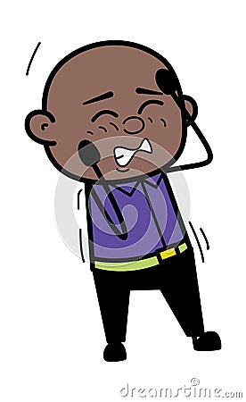Annoyed Bald Black Man Cartoon Cartoon Illustration