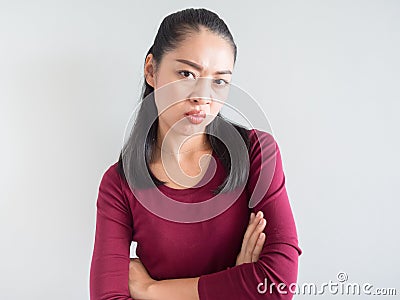 Annoyed and unhappy woman. Stock Photo