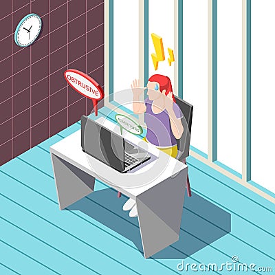 Annoying Advertisement Isometric Background Vector Illustration