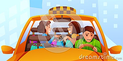 Annoying female taxi passengers flat illustration isolated on white background Vector Illustration