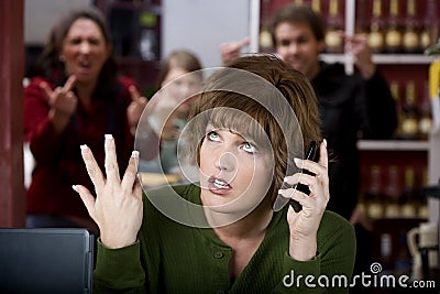 Annoying woman on her cell phone Stock Photo