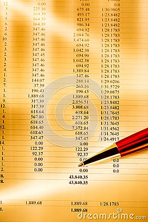 Annual budget and red pen Stock Photo