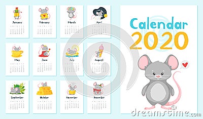 Annual calendar vector illustrations set Vector Illustration