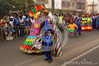 The annual Carnival in the capital in Cape Verde, Praia. Editorial Stock Photo