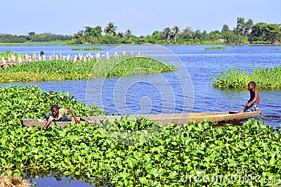 ANNUAL CHILD PIROGUE RACE Editorial Stock Photo