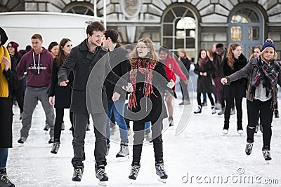 Annual Christmas Ice Rink at the Historic Somerset House Editorial Stock Photo