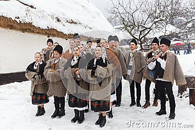 Romanian winter festival in Maramures Editorial Stock Photo