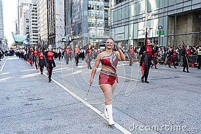 Annual Macy's Thanksgiving Parade on 6th Avenue. Raiderland Texas band Editorial Stock Photo