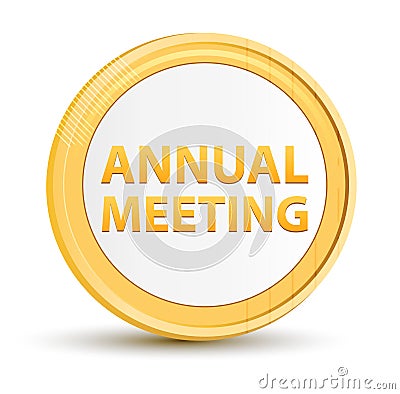 Annual Meeting gold round button Cartoon Illustration