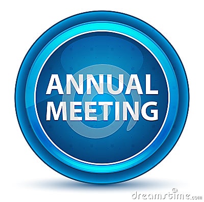 Annual Meeting Eyeball Blue Round Button Stock Photo