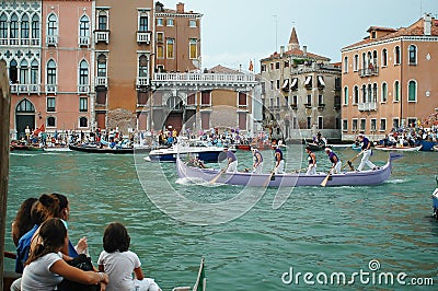 The Annual Regatta down the Grand Canal in Venice Italy Editorial Stock Photo