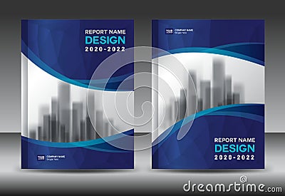 Annual report brochure flyer template, Blue cover design, business advertisement, magazine ads, book cover Vector Illustration