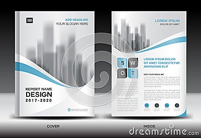 Annual report brochure flyer template, Blue cover design Vector Illustration