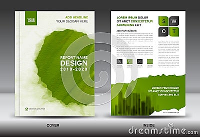 Annual report brochure flyer template, Green cover design Vector Illustration