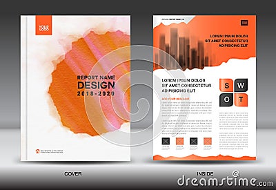Annual report brochure flyer template, Orange cover design, business layout, advertisement, book, leaflet, catalog layout in a4 s Vector Illustration