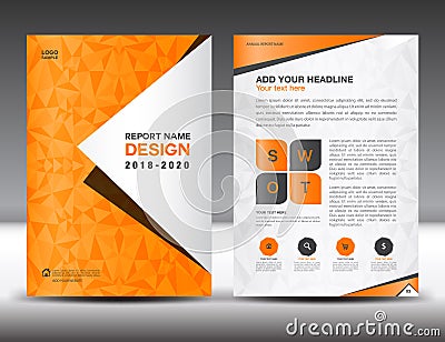 Annual report brochure flyer template,Orange cover design Vector Illustration