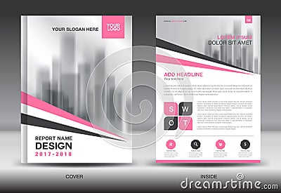 Annual report brochure flyer template, Pink cover design Vector Illustration