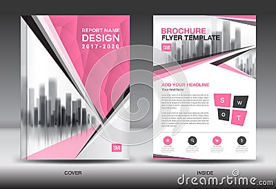 Annual report brochure flyer template, Pink cover design Vector Illustration