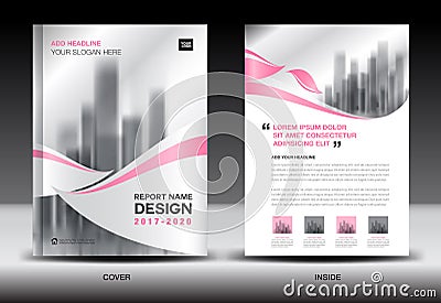 Annual report brochure flyer template, Pink cover design Vector Illustration