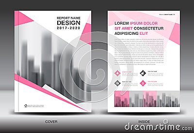 Annual report brochure flyer template, Pink cover design Vector Illustration