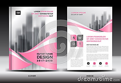 Annual report brochure flyer template, Pink cover design Vector Illustration