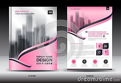 Annual report brochure flyer template, Pink cover design Vector Illustration
