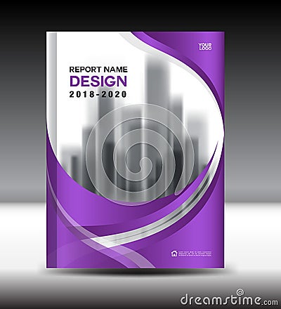 Annual report brochure flyer template, Purple cover creative Vector Illustration