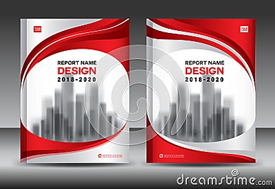 Annual report brochure flyer template, red cover design Vector Illustration