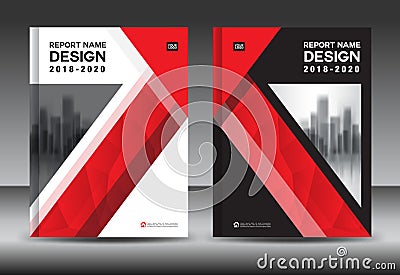 Annual report brochure flyer template, red cover design Vector Illustration