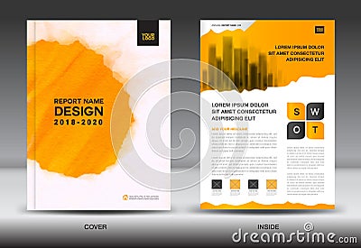 Annual report brochure flyer template, Yellow cover design Vector Illustration