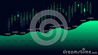 Annual report of financial statistics, business analytics schedule Vector Illustration