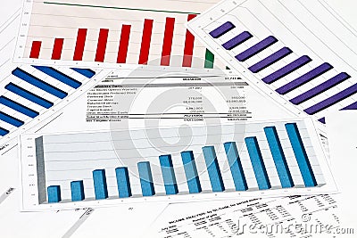 Annual statement raport on charts and graphs Stock Photo