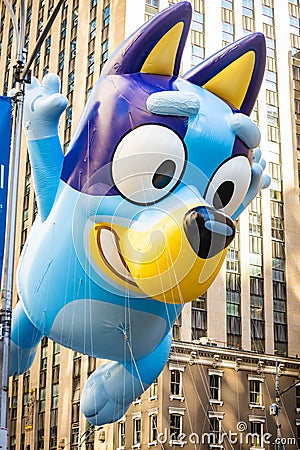Annual Thanksgiving Macys parade with inflated Bluey character Editorial Stock Photo