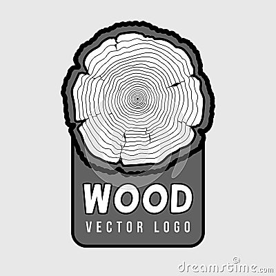 Annual tree growth rings, trunk cross section hipster vector log Vector Illustration