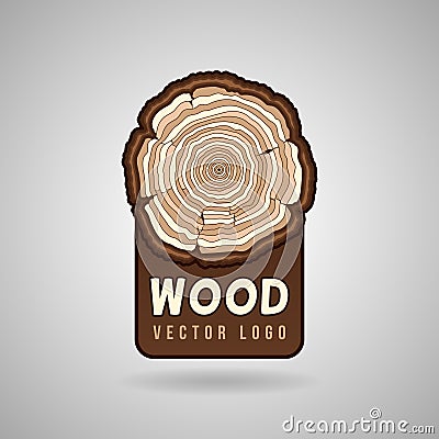 Annual tree growth rings, trunk cross section hipster vector logo template Vector Illustration