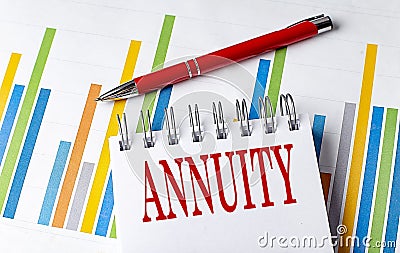ANNUITY text on a notebook with chart and pen business concept Stock Photo